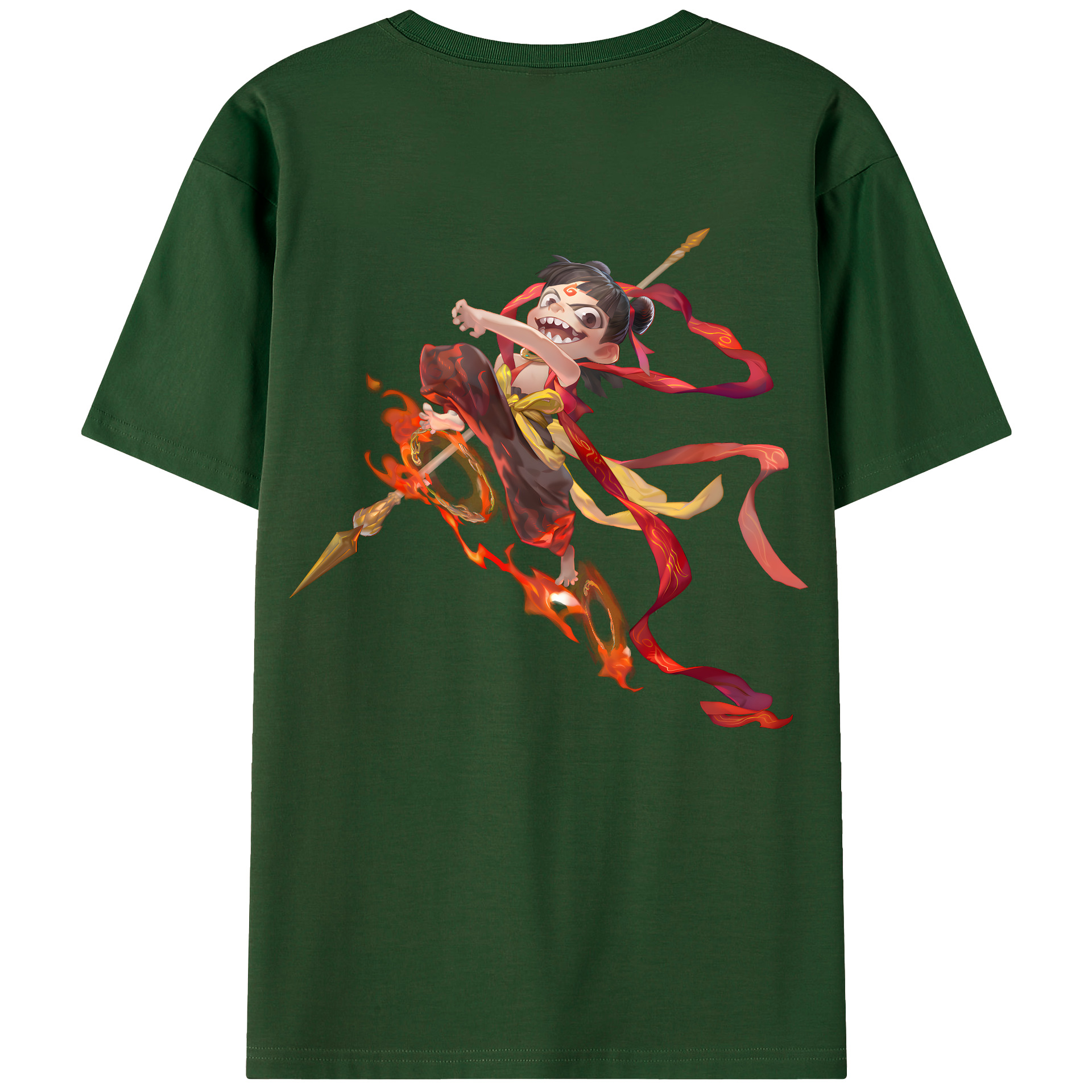（画像用） Ne Zha 2 ナタ 魔童の大暴れ 綿100％半袖Tシャツ（背面プリント）